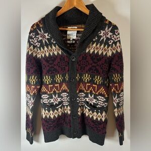 Le 31 Simons Mens Cardigan Sweater Size L Aztec Lambswool Tricot Knitwear